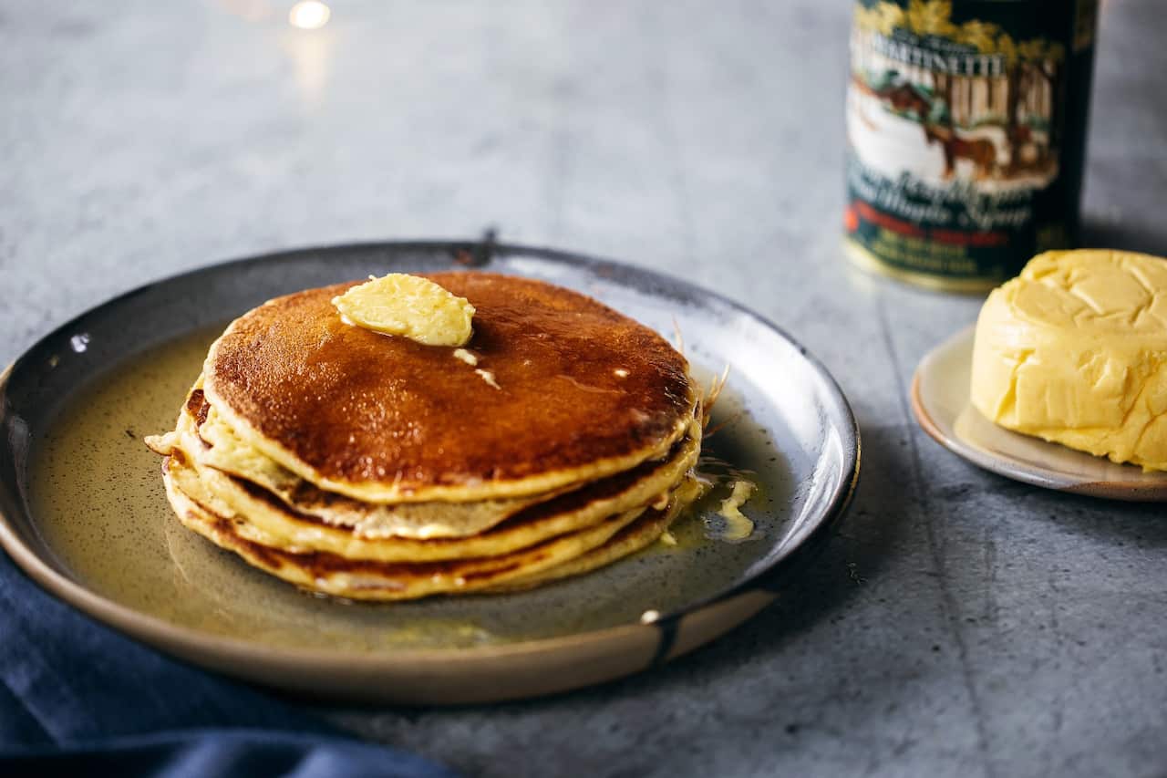 Buttermilk pancakes with Canadian maple