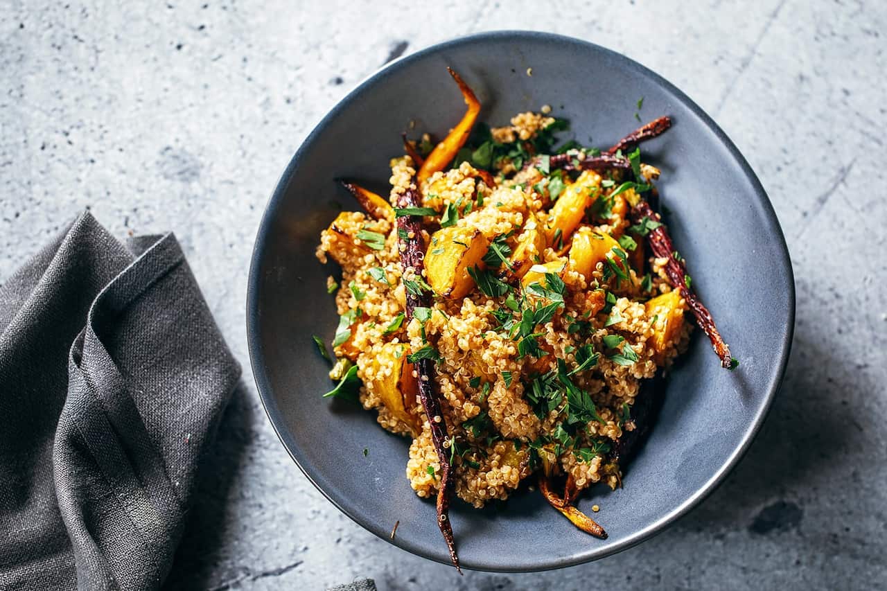 Warm roasted vegetable salad