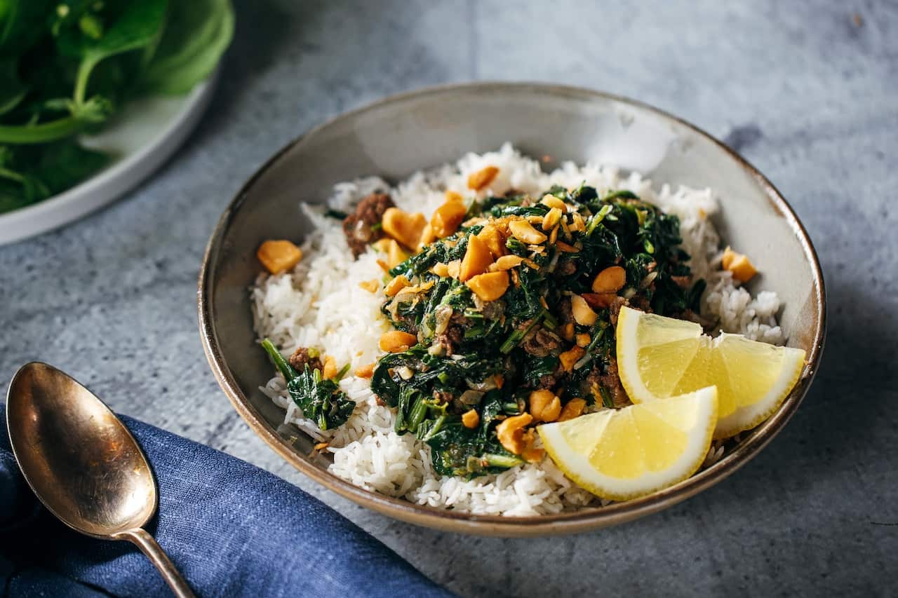 Kangaroo and warrigal greens stew 