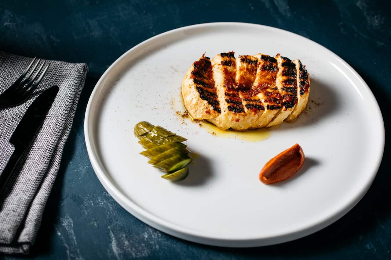 Roast celeriac with homemade barbecue sauce 