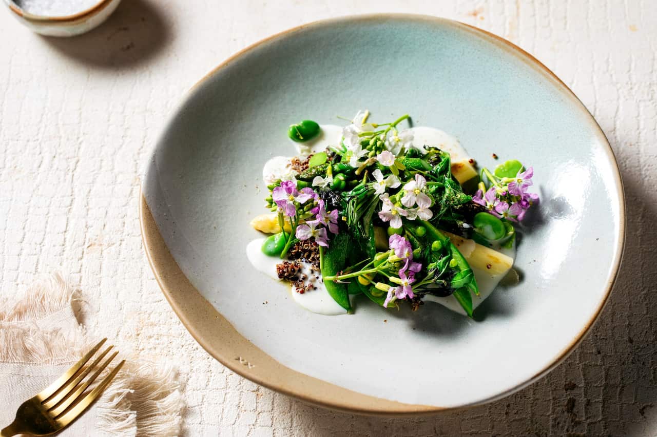 Quinoa and spring vegetables salad