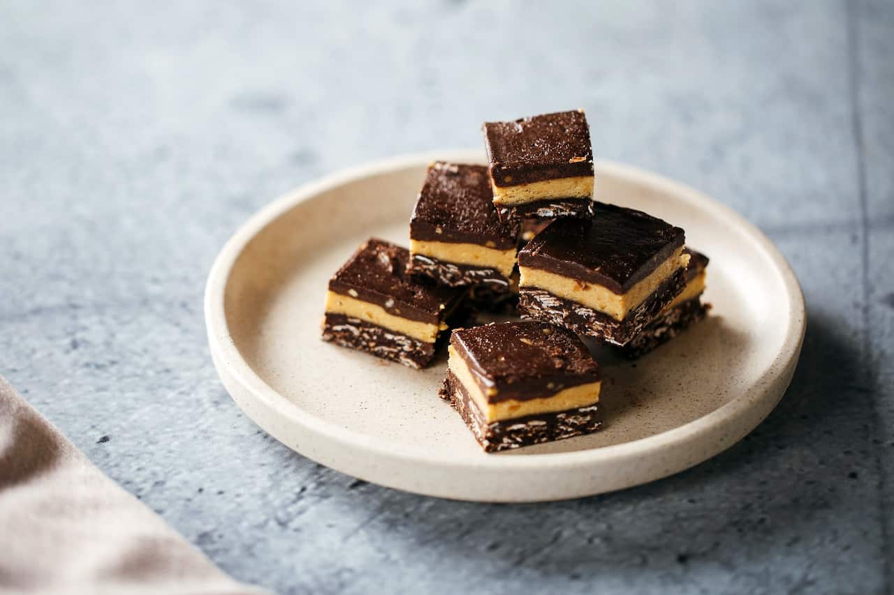 Triple-decker chocolate peanut butter fudge