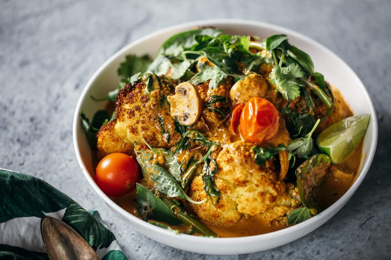 Red curry cauliflower