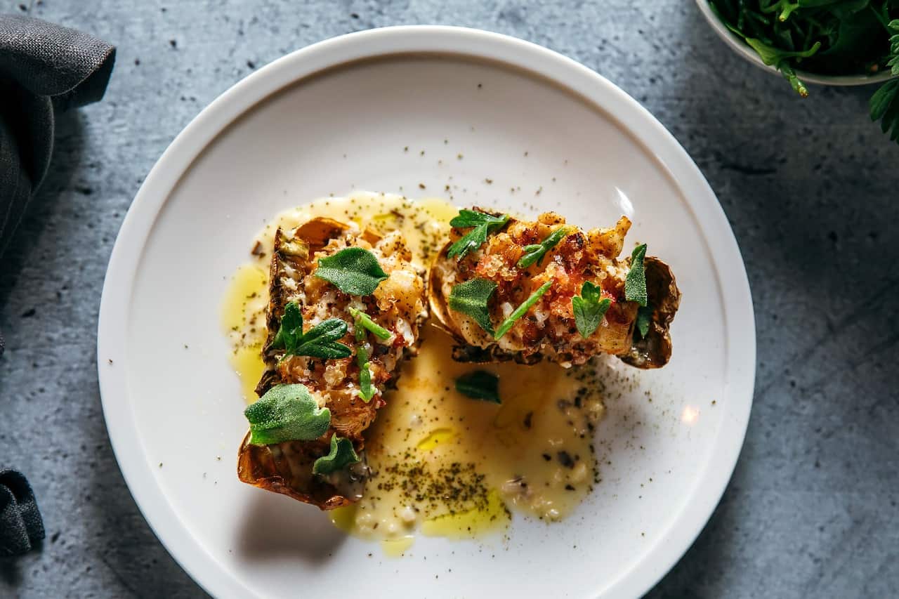 Morten Bay bugs with native herb emulsion