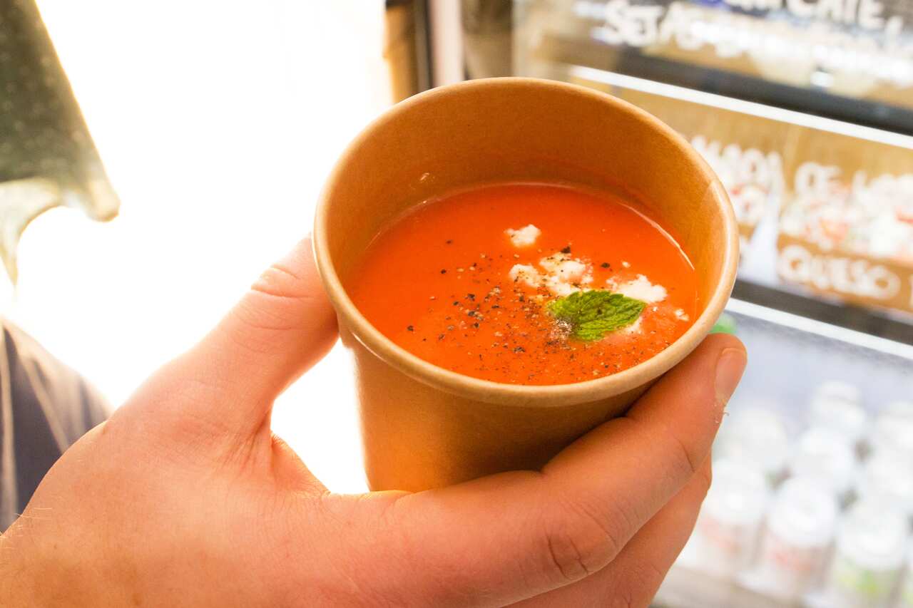 Gazpacho at Saint Georges Cafe in Madrid.