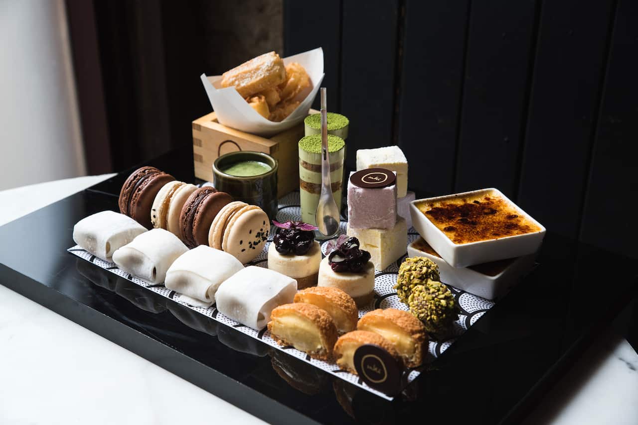 Sake dessert platter