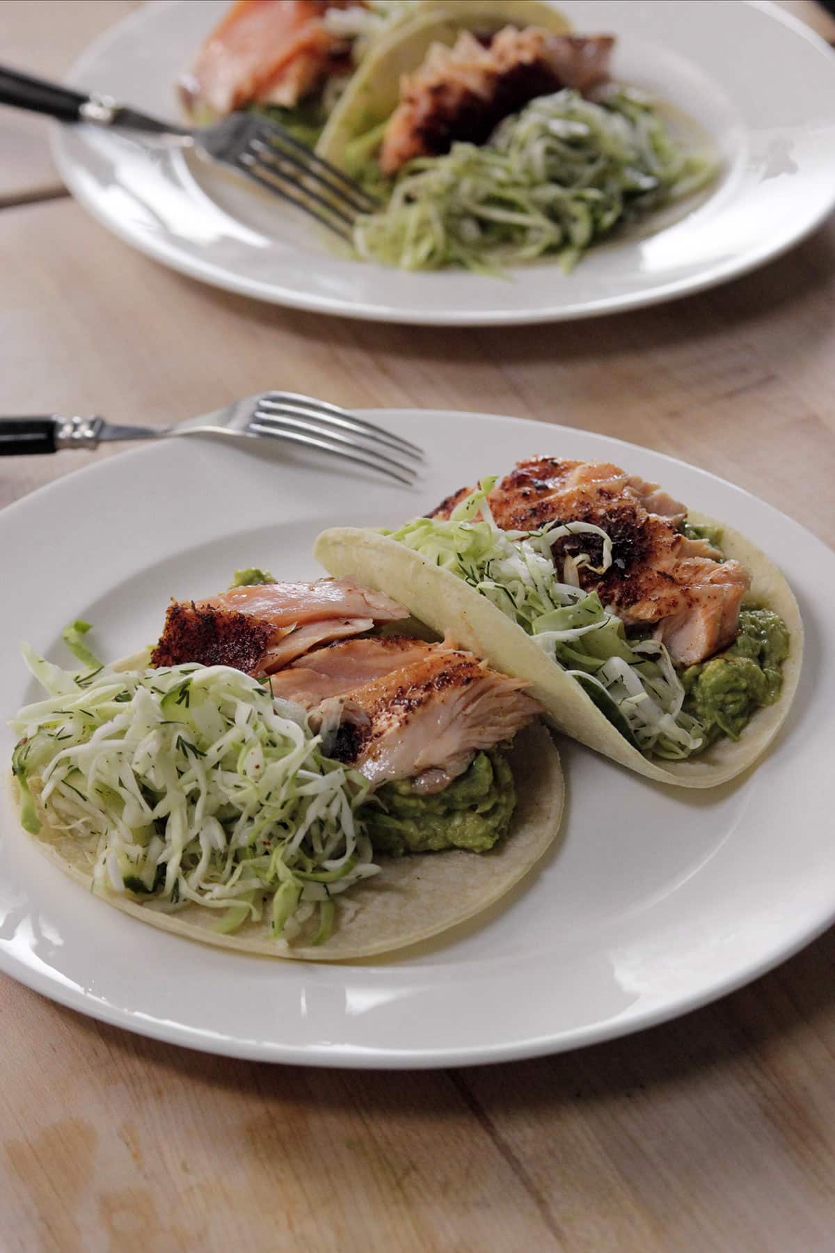Roasted salmon tacos
