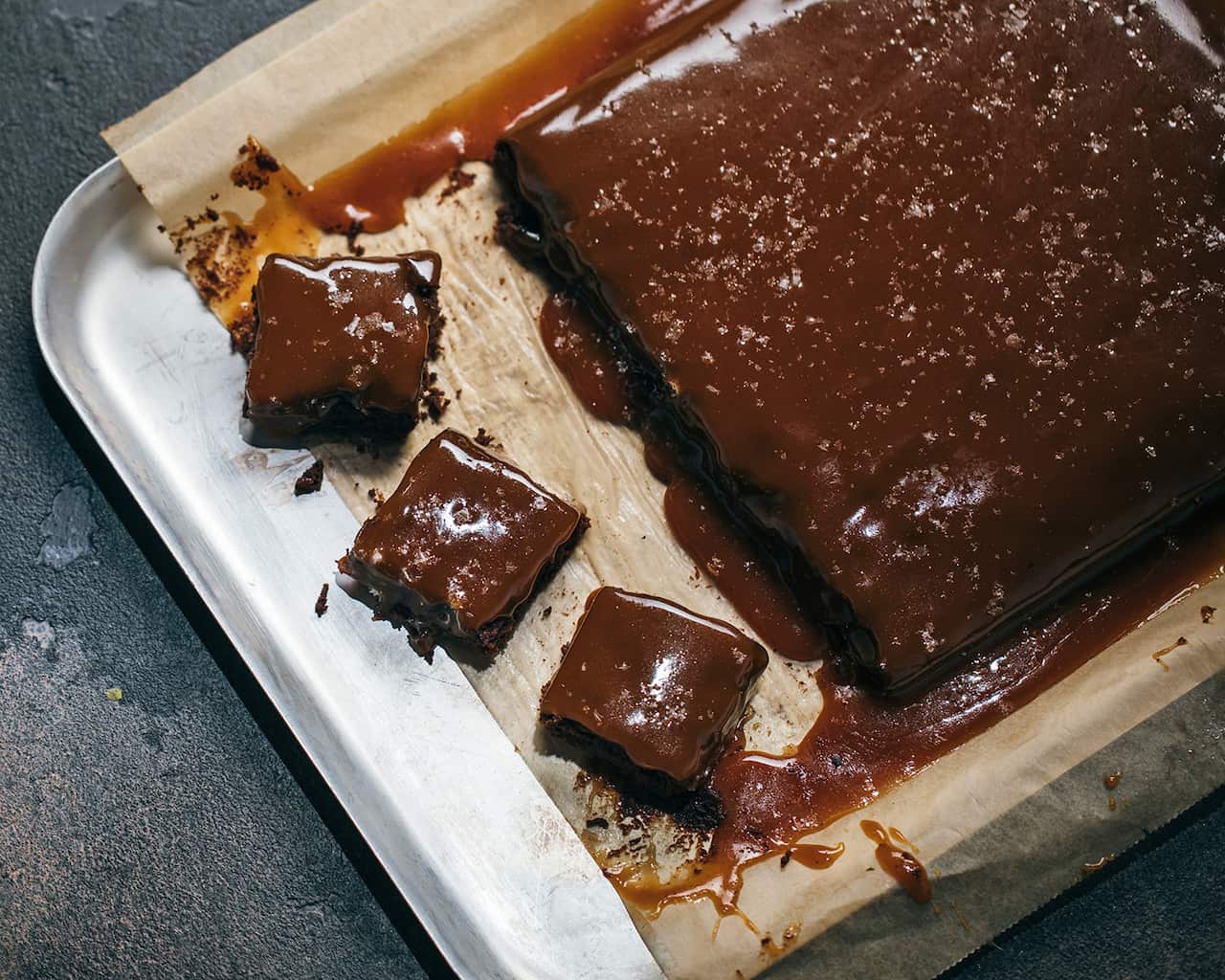 Salted caramel chocolate brownie