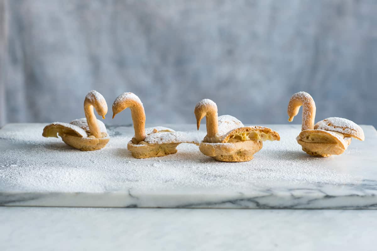 Salted caramel choux swans