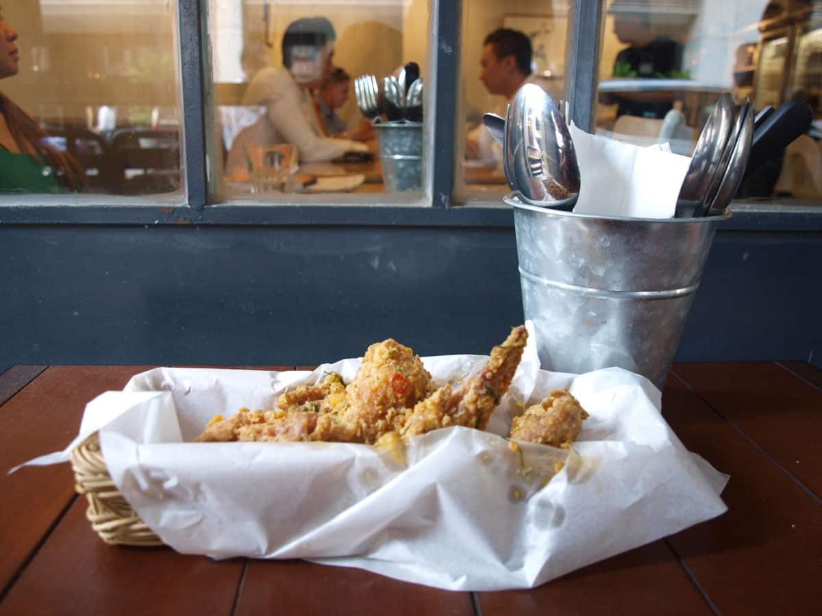 Slated egg fried chicken