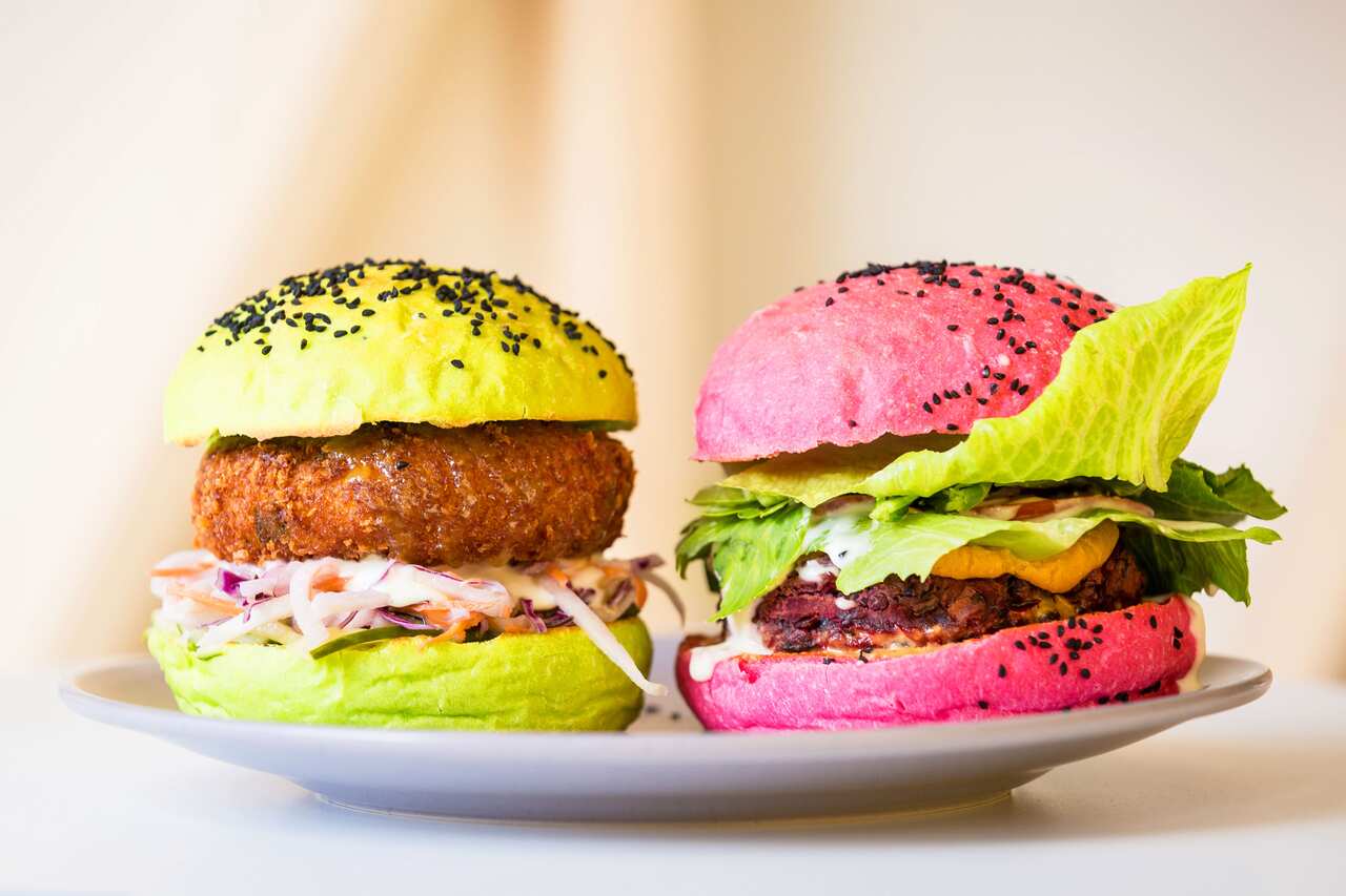 Meat-free burgers at Veg Bar in Hobart.
