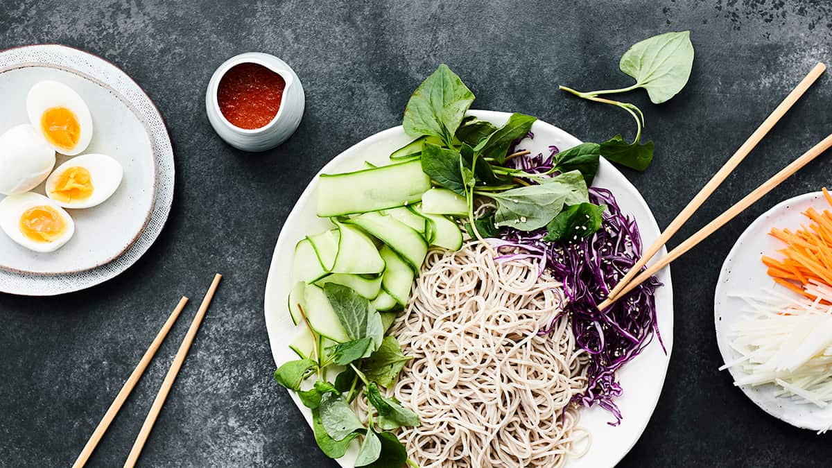 Korean soba and vegetable salad