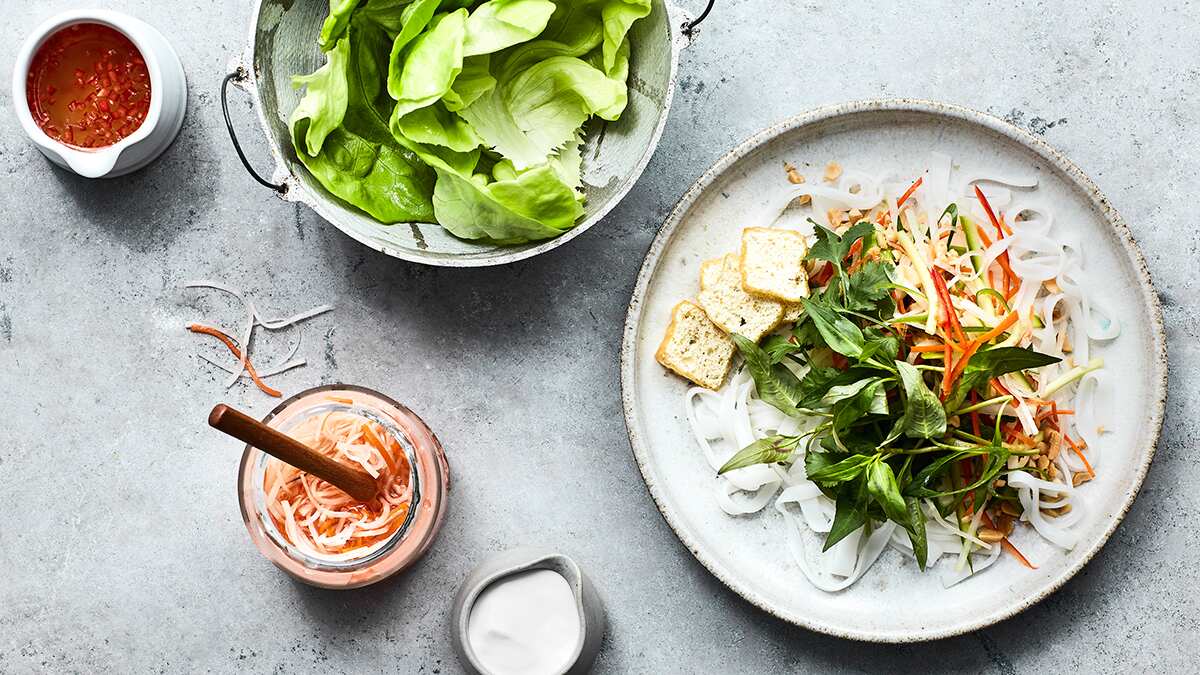 Tapioca noodle and vegetable salad with coconut milk