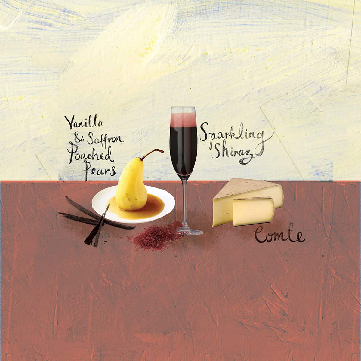 Vanilla and saffron poached pears