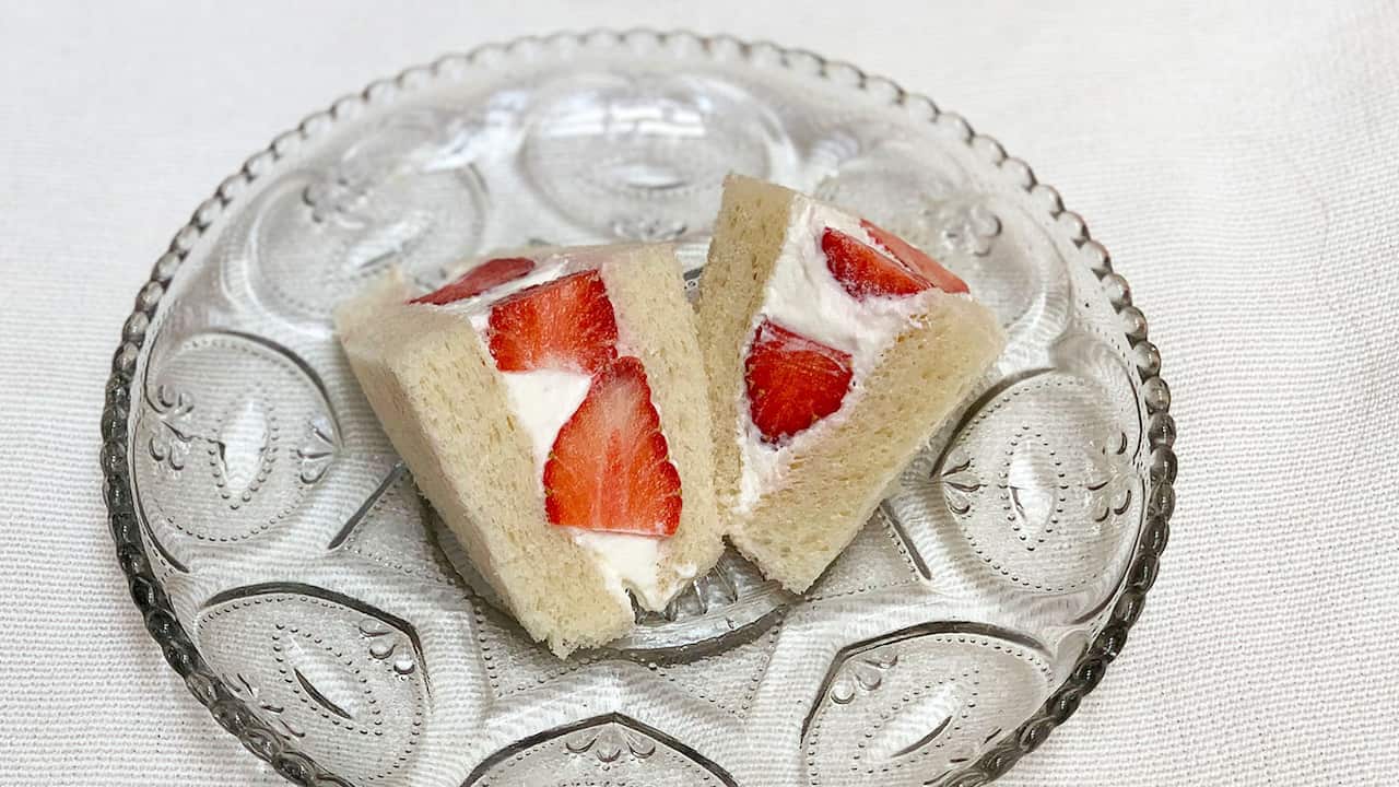 Japanese fruit sando with strawberries