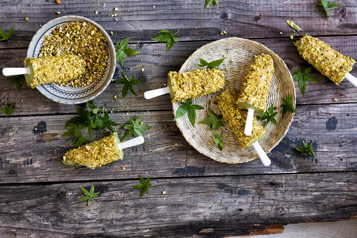 Matcha-avocado popsicles