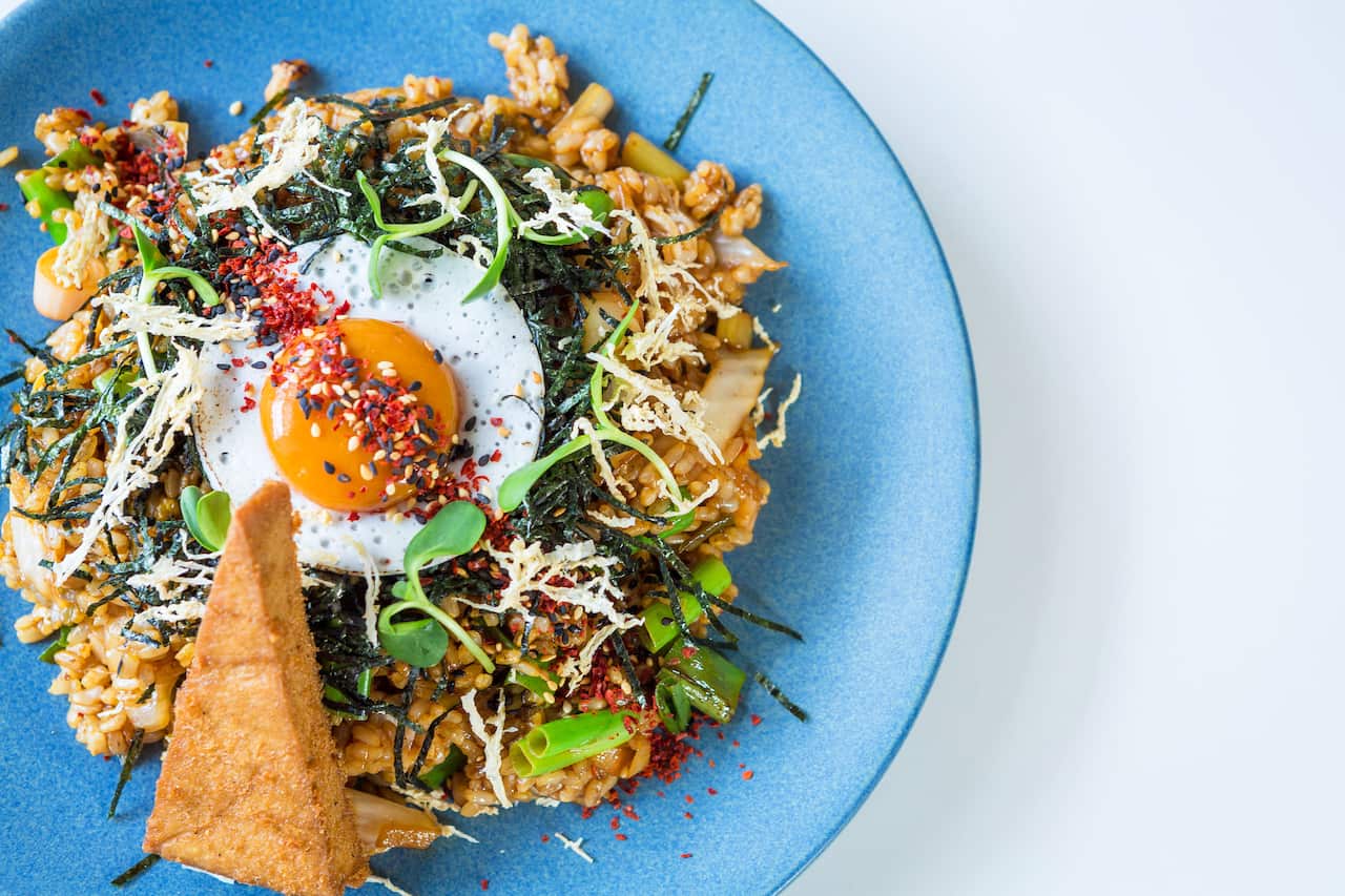 Veg Bar in Hobart serves vegan eggs.