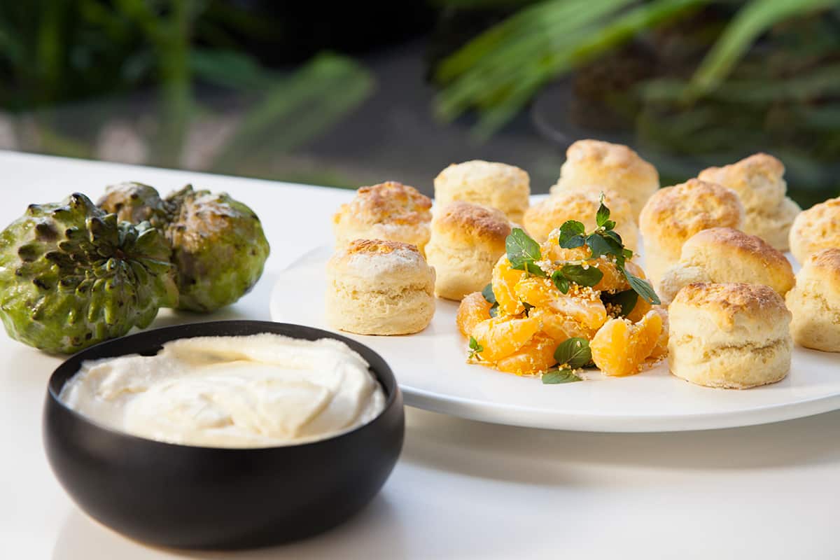 Scones with custard apple cream