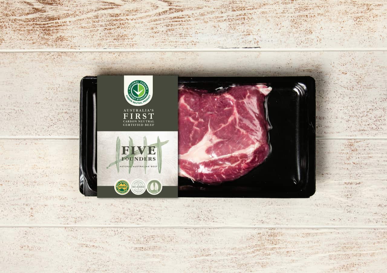 Five Founders' carbon-neutral beef is now available at six restaurants and three retailers across Queensland.