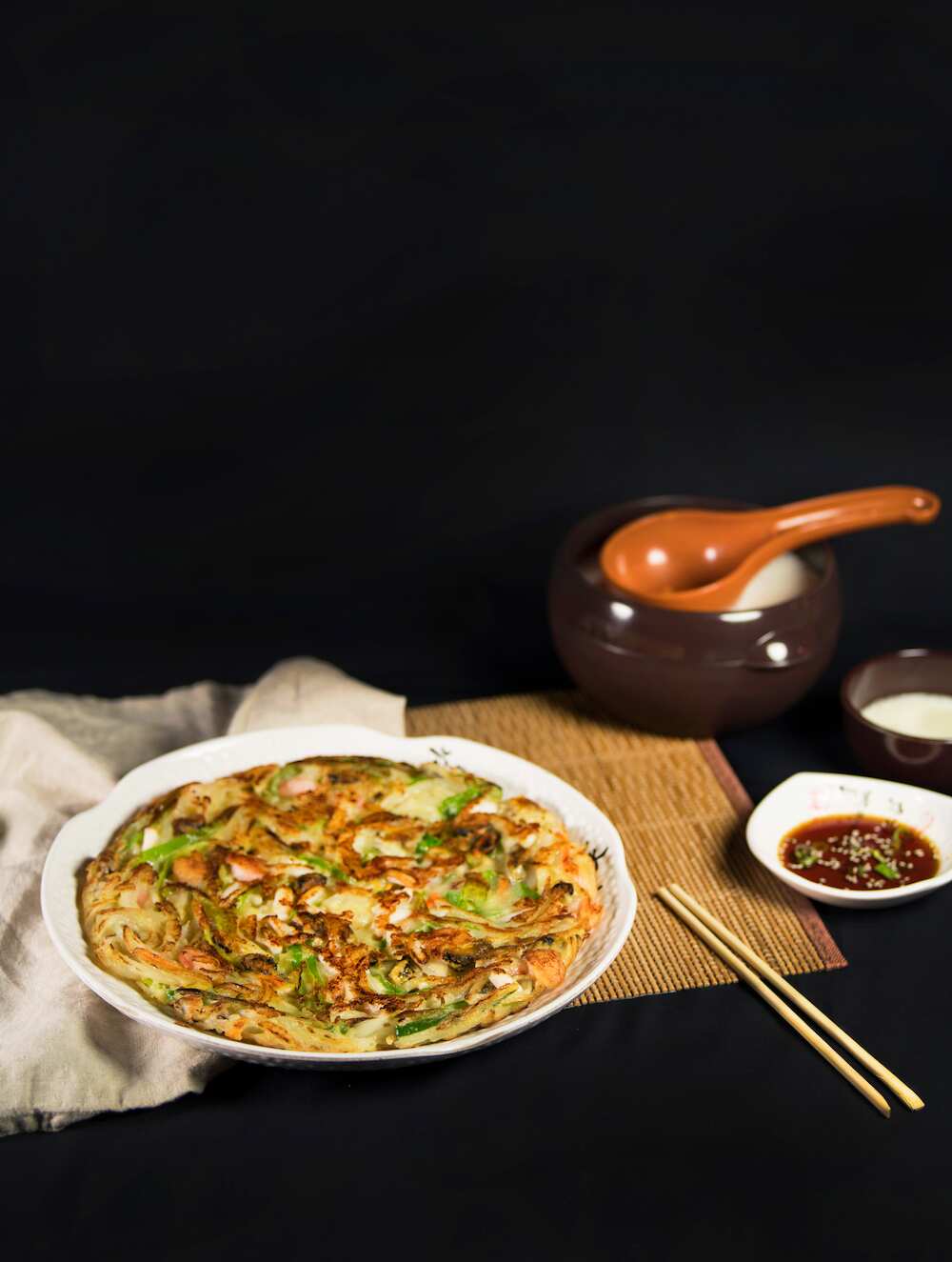 The seafood pancake: one of many options on Joomak's extensive menu.