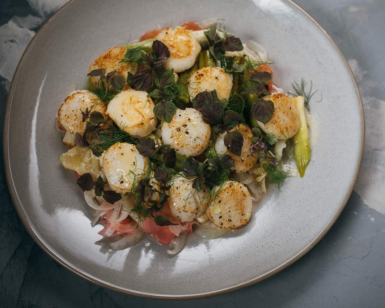 Seared scallop, grapefruit and fennel salad