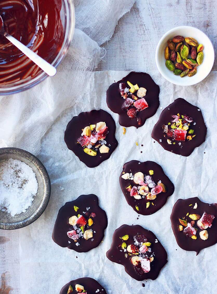 Sea salt, pistachio and Turkish delight chocolate snaps