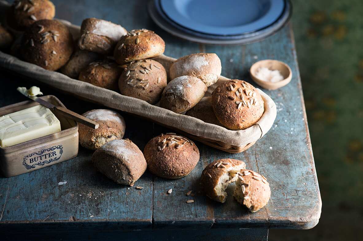 These seeded wholemeal rolls are a sign of the resurgence of sourdough - which had previously fallen out of favour, thanks to commercial yeast.