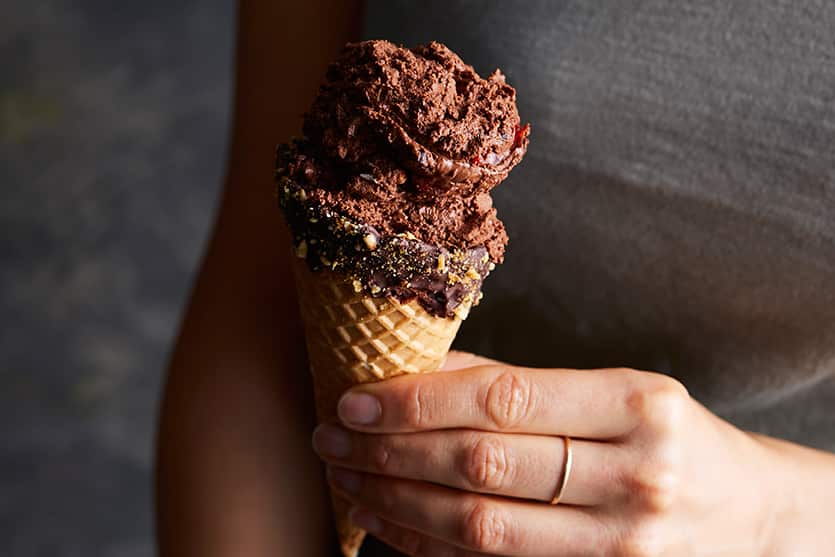 Torrone and cherry dark chocolate semifreddo