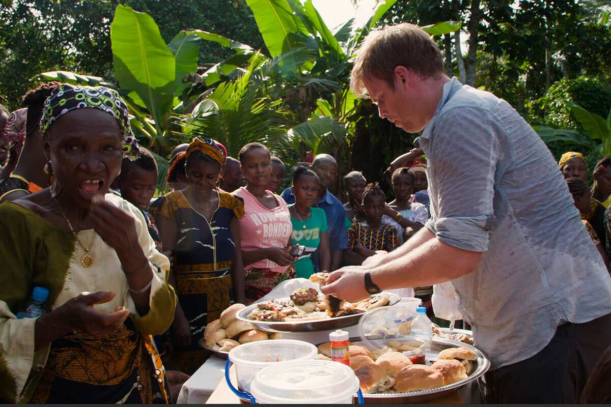 Serving up burgers in Boma in Sierra Leone 