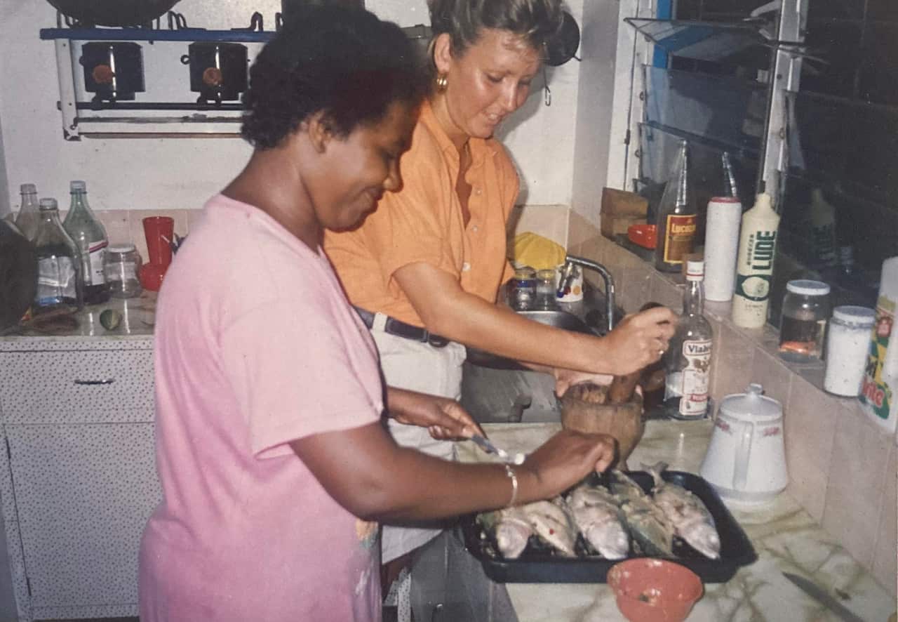 Teneal Zuvela's mum and her friend preparing dinner.