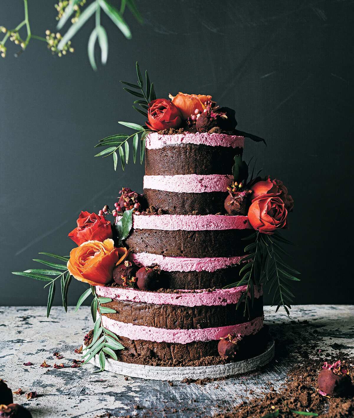 Beetroot and rose truffle chocolate cake