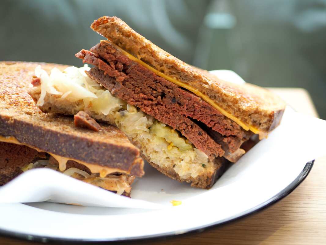 Shift Eatery's vegan Reuben sandwich.
