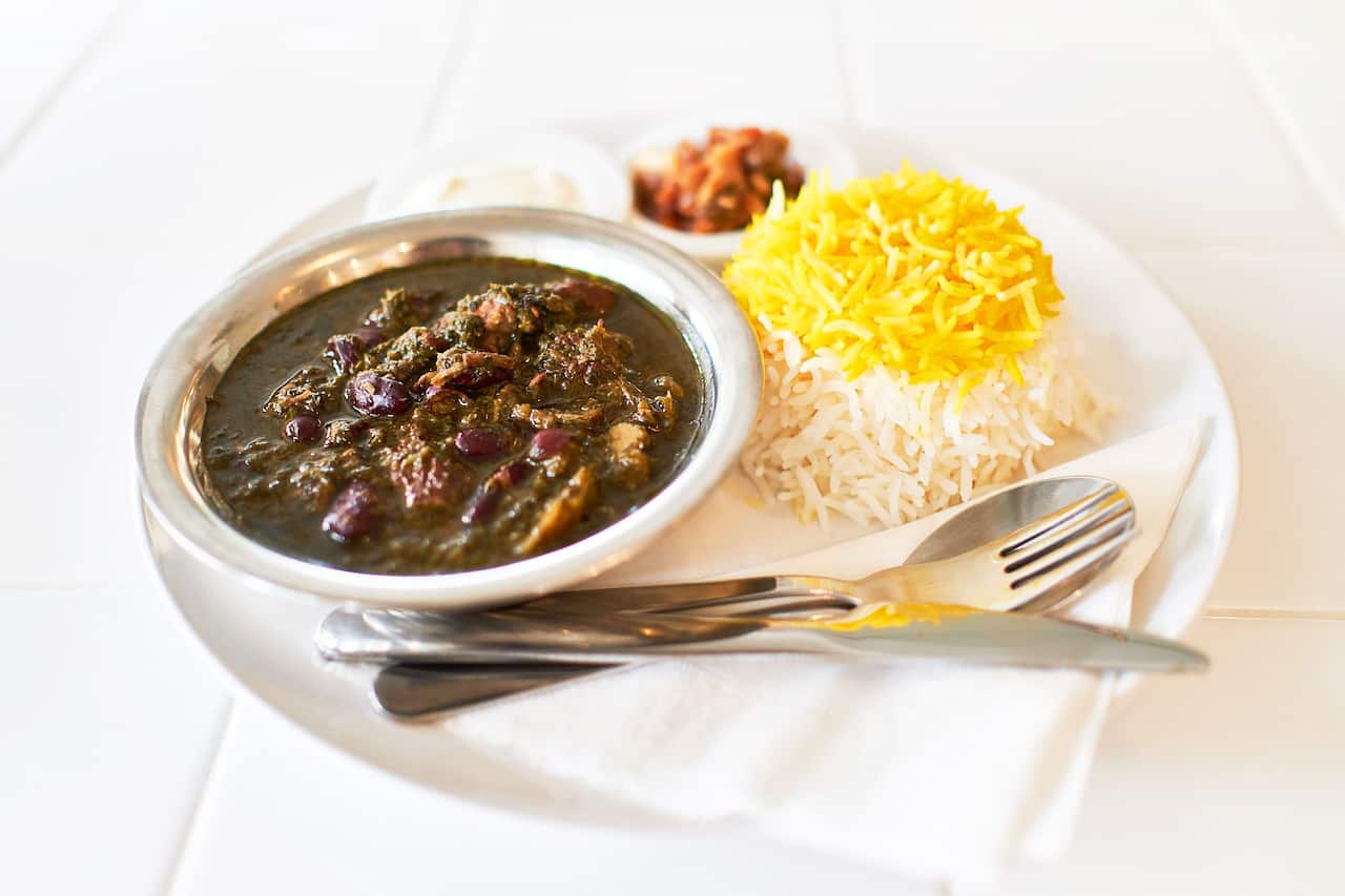 A classic Persian table features many different elements.