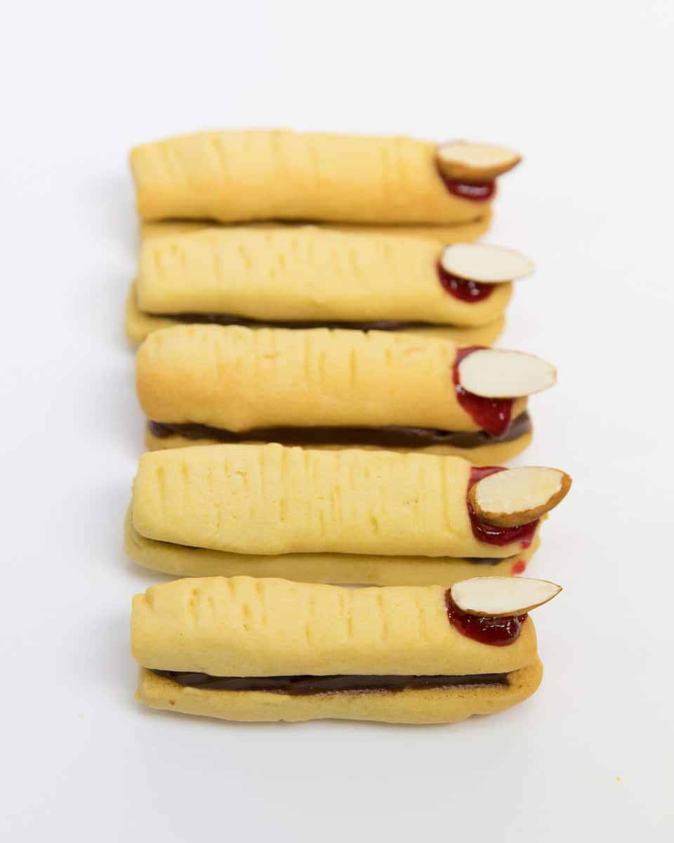 Ghoulish shortbread fingers