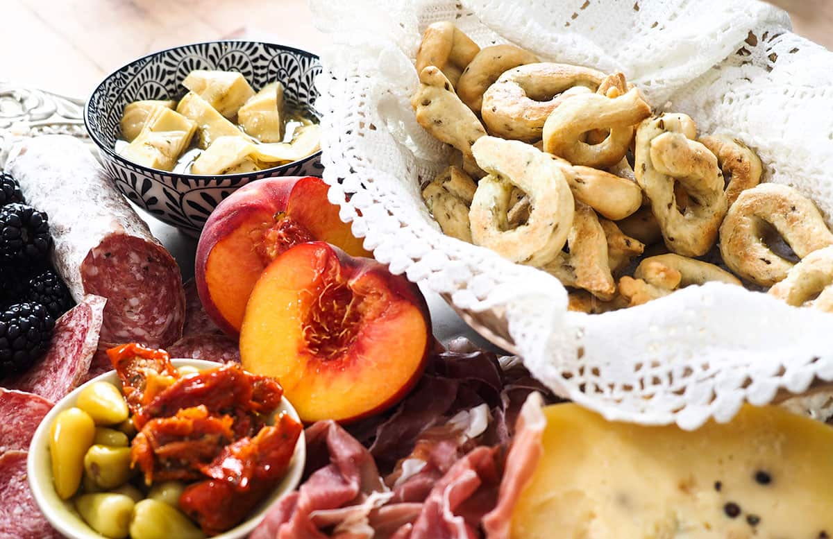 Silvia Colloca taralli and antipasto