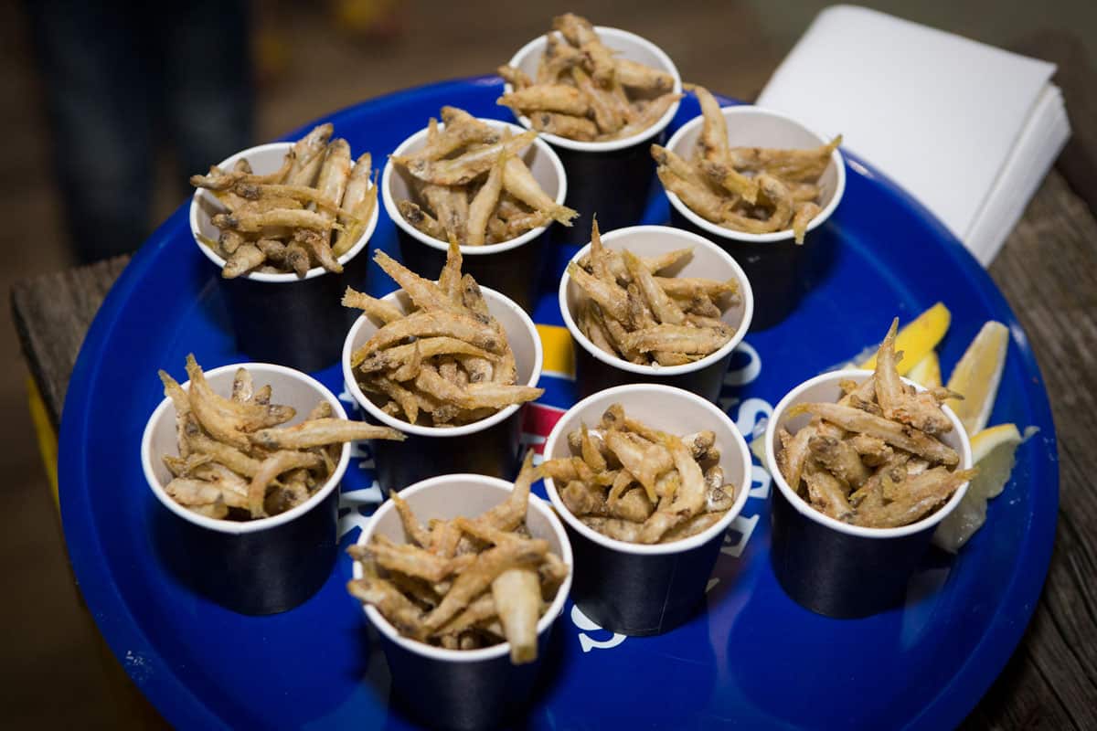 Buckets of cooked whitebait will be on sale at the Slow Fish Festival.