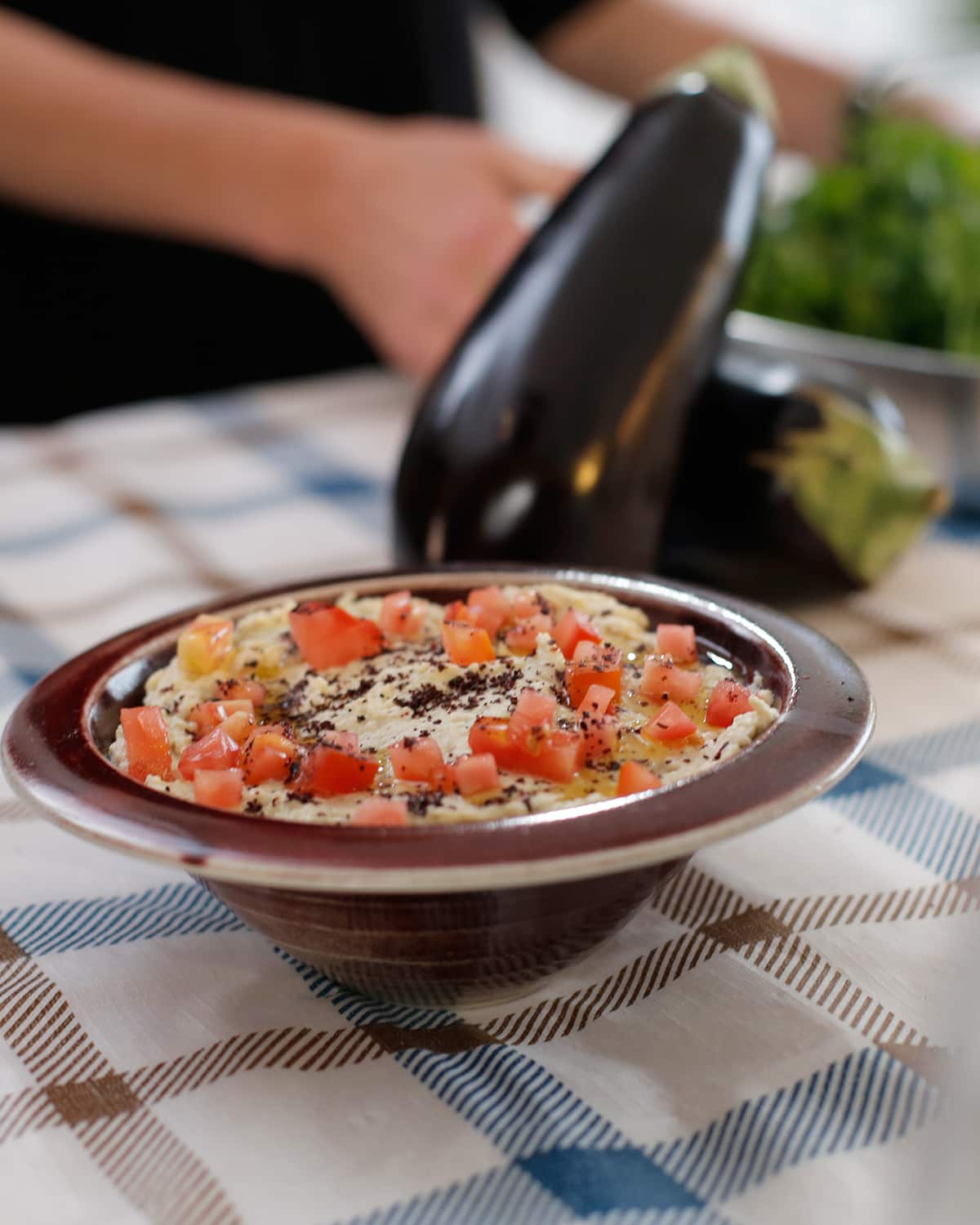 Smoked eggplant dip (baba ghanouj)