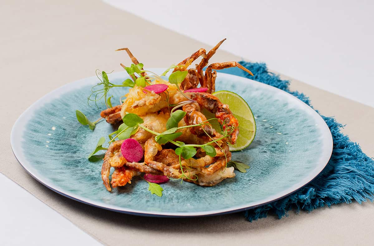 Soft shell crab with ribbon salad