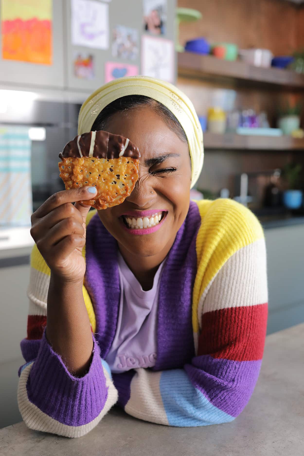 Nadiya Hussain with florentine biscuits