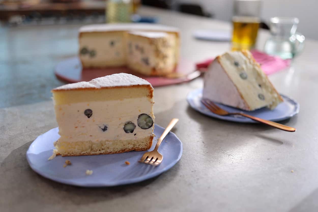 Blueberry ice-cream cake