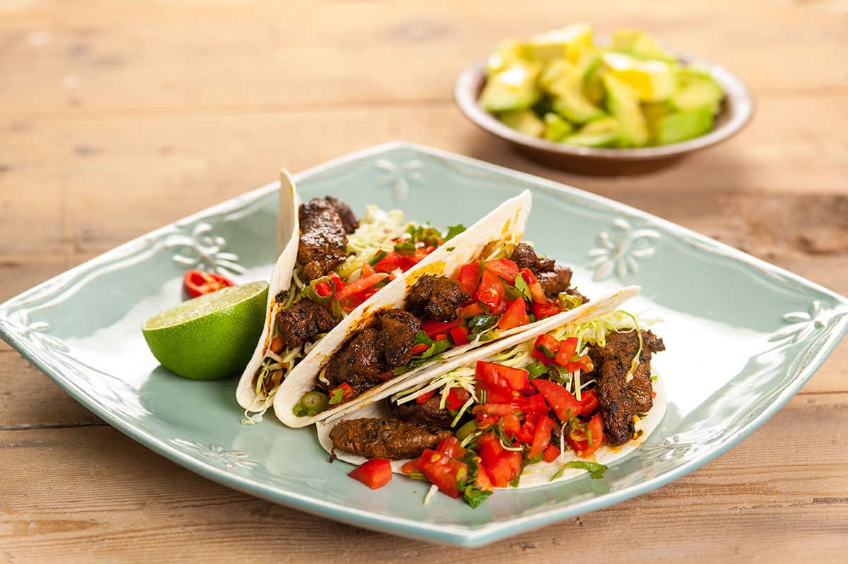 Spicy kangaroo tacos