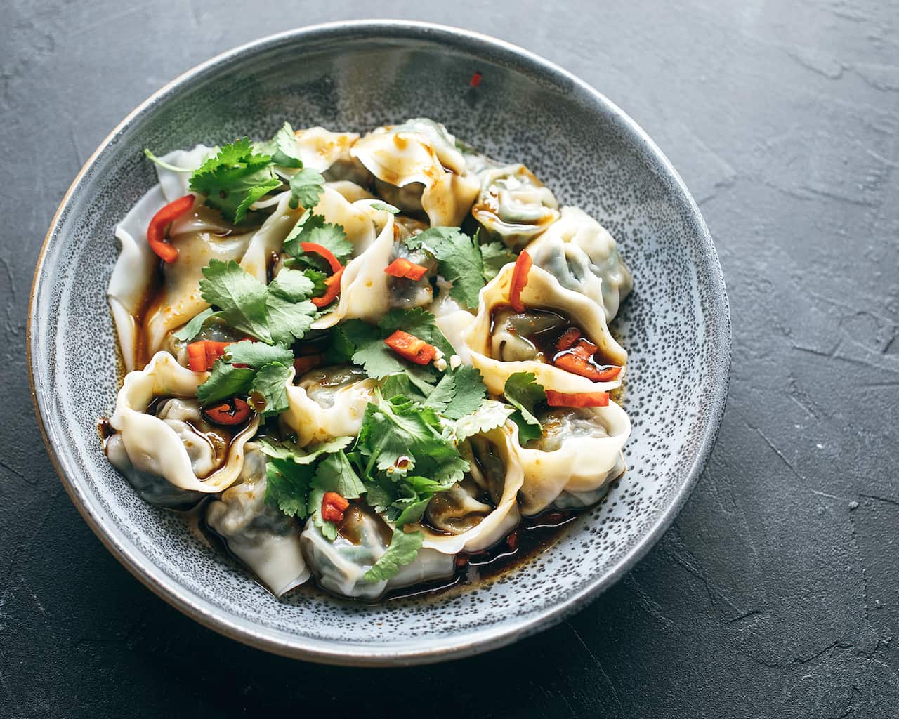 Spinach and water chestnut dumplings