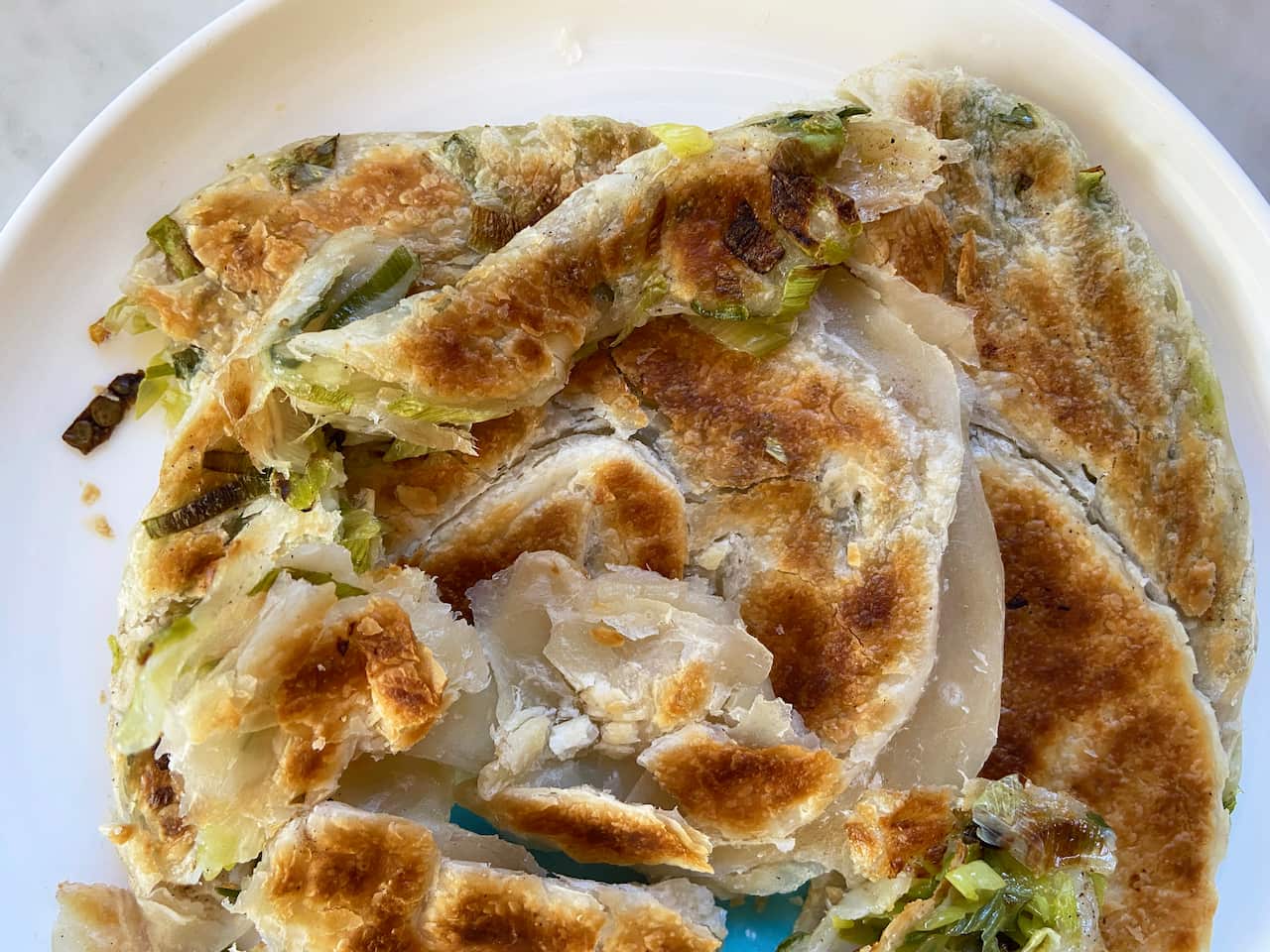 Flaky spring onion pancake
