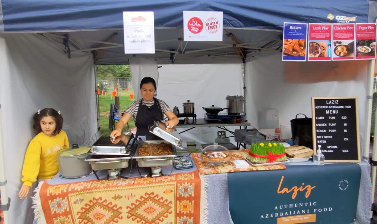 Khayala Subhanverdi and her daughter at the Laziz stall