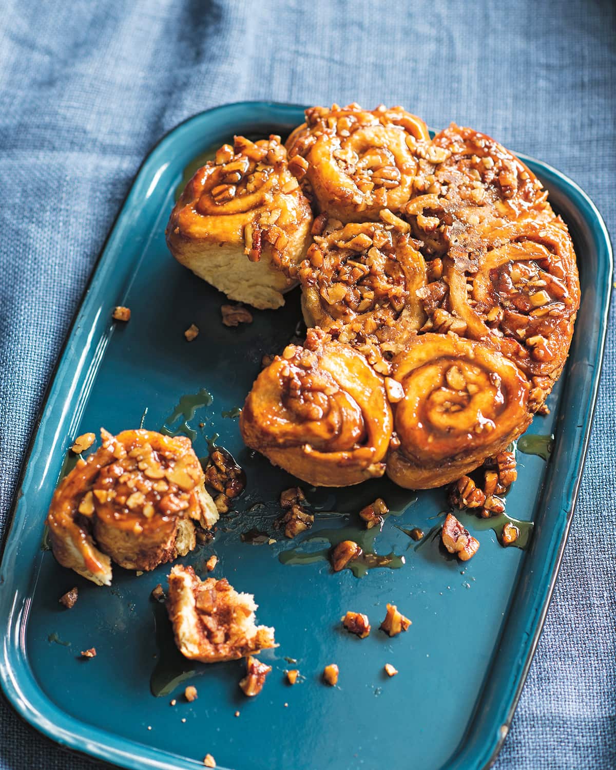 Sticky cinnamon pecan scrolls