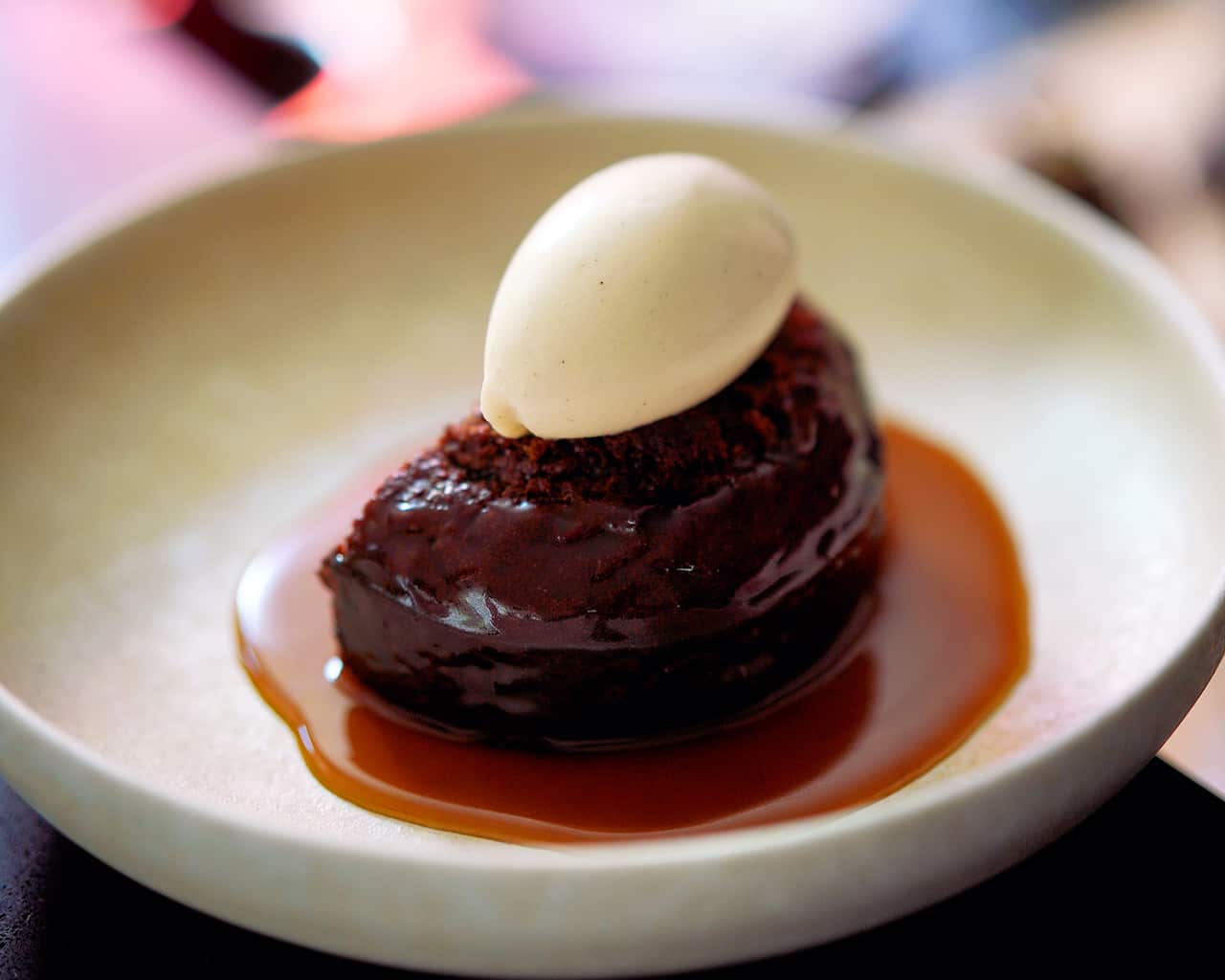 Sticky date pudding with vanilla ice cream