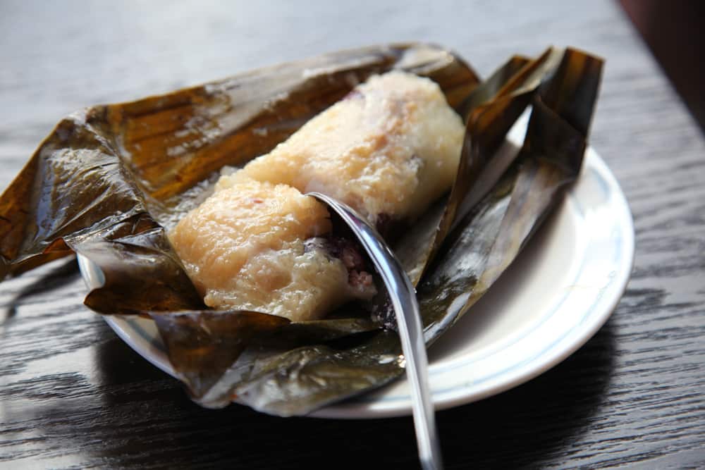 Sweet steamed sticky rice parcels.