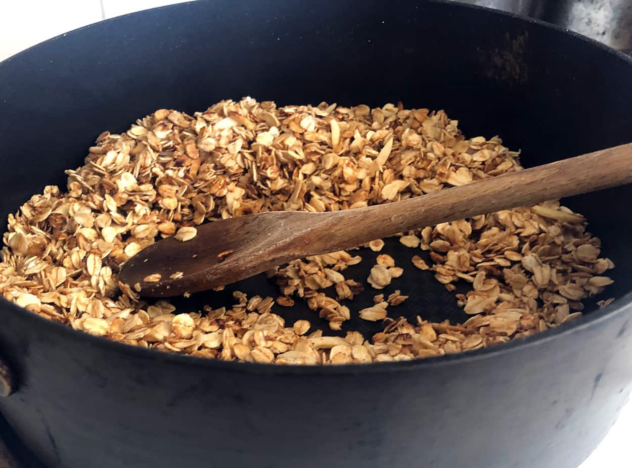 Stovetop granola in pan