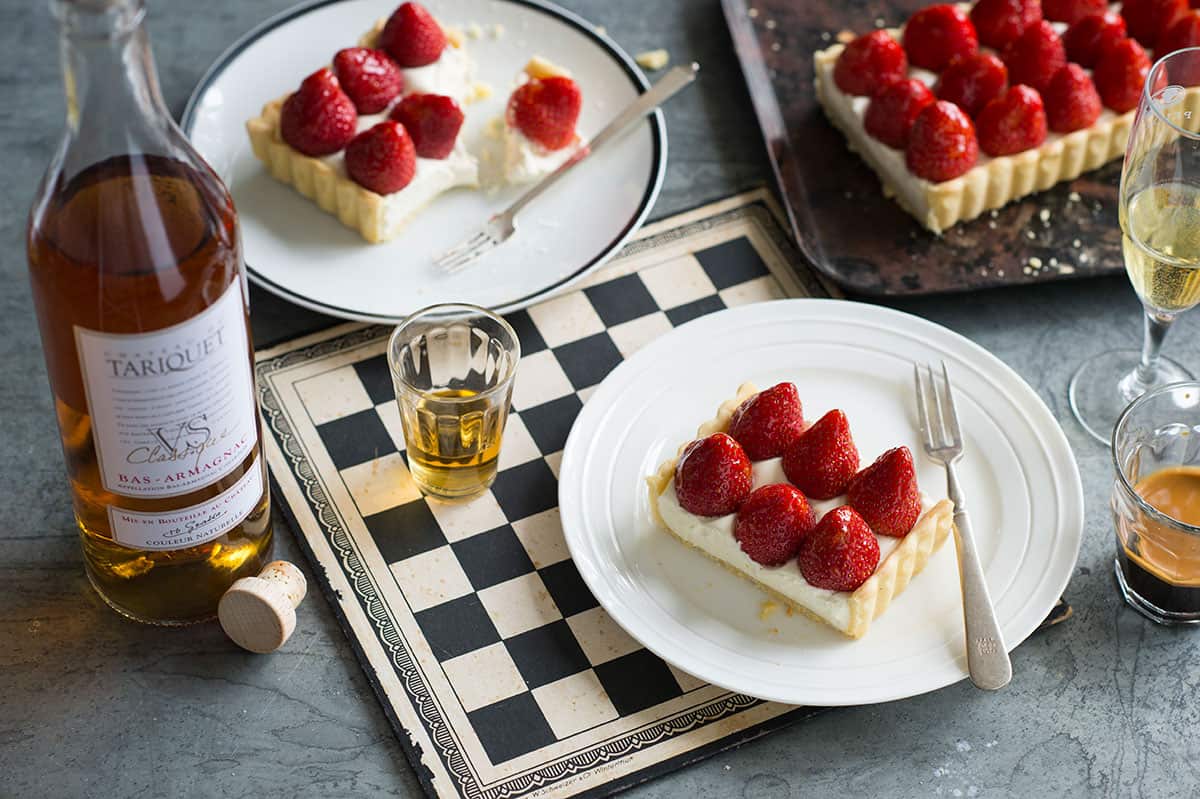 Strawberry and pistachio tart