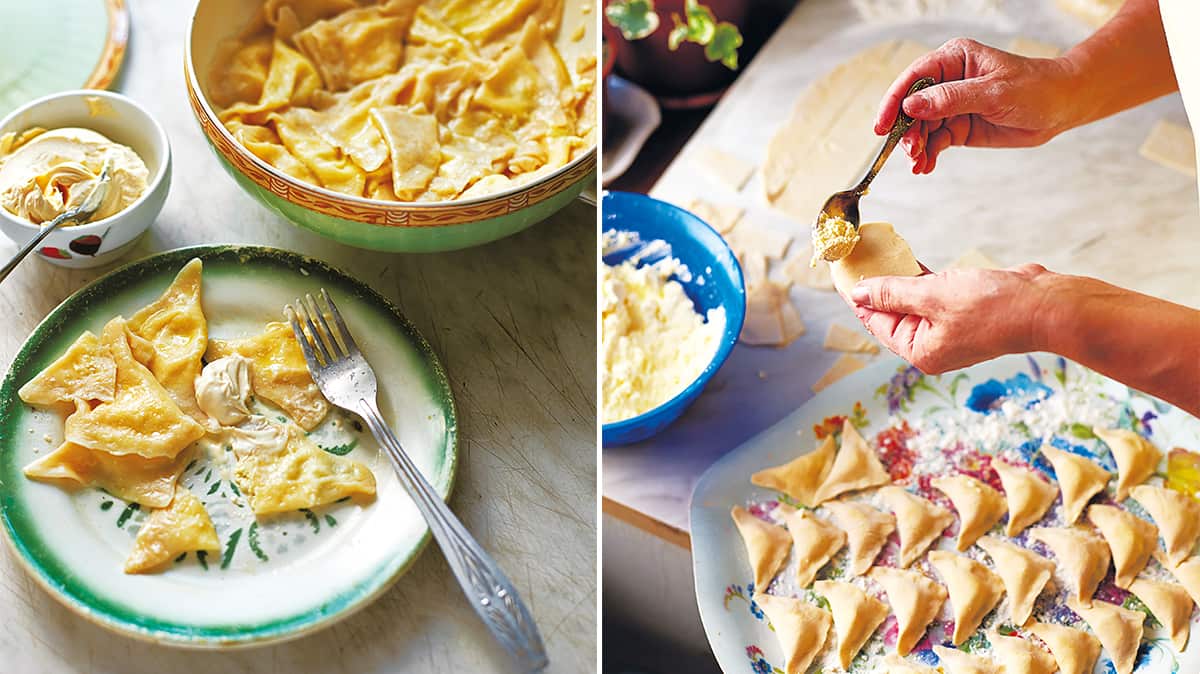 Stuffed Ukrainian pasta (varenyky)